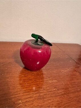 Blown Glass Murano Style Red Apple Handcrafted Collectable Vintage